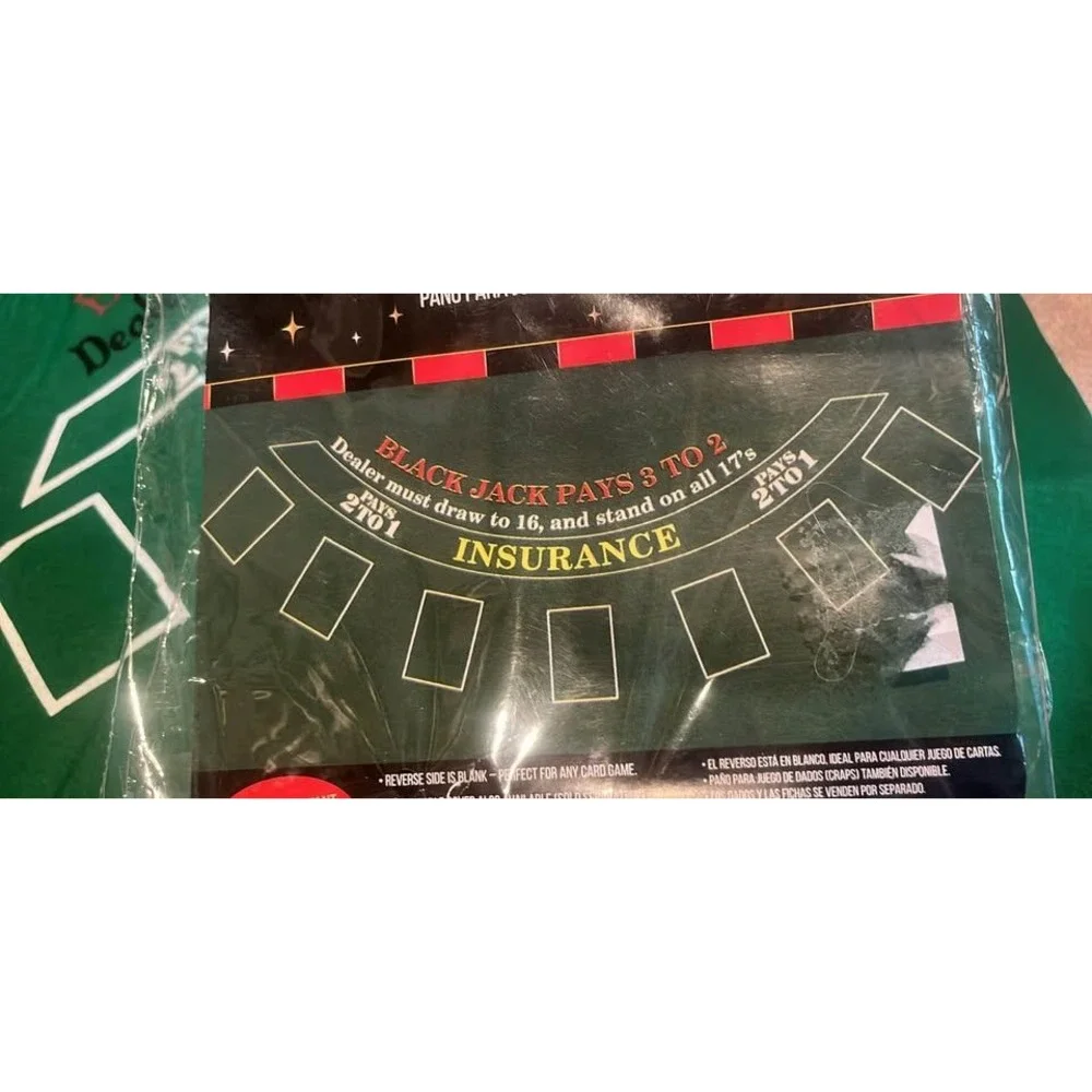 Amscan Black Jack Tablecover Green Felt Casino Night Party Game Mat 36 x 72‎ in